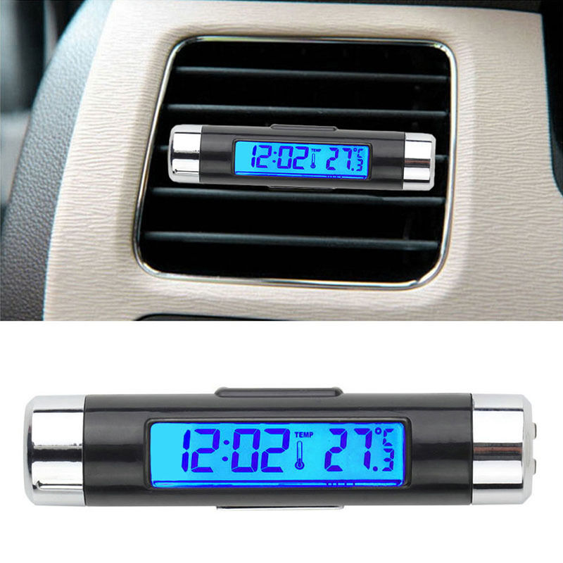Anzeige Auto Uhr Plastik Hintergrundbeleuchtung Zusätze 1pc Thermometer