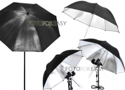 Schwarz/Silberner Studio Blitzschirm für 4,88€ inkl. Versand