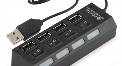 1 x Schaltbarer 4 Port USB 2.0 Hub mit blauer LED für 3,27 Euro inklusive Versand