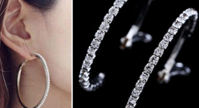 1 x 1 Paar Creolen mit funkelnden Strass-Steinen für 1,42 Euro inklusive Versand