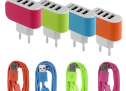 EU-Plug 3-Port-USB-Wandnetzteil mit Ladekabel für verschiedene Smartphones für 2,79€ inkl. Versand