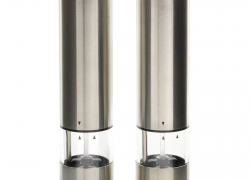 2er Set Elektrisches Salz- und Pfeffermühlen-Set aus Edelstahl mit hochwertigem Keramik-Mahlwerk, Sichtfenster und  LED-Licht für 12,75€ inkl. Versand