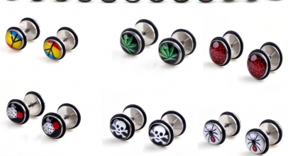 1 Paar Edelstahl Fake Plug Tunnel Ohrstecker für 1,00€ inkl. Versand