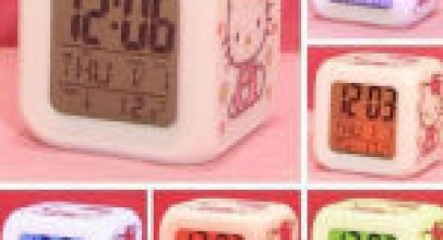 1 x Farbwechselnder “Hello kitty” Würfel LED-Wecker für 6,59 Euro inklusive Versand