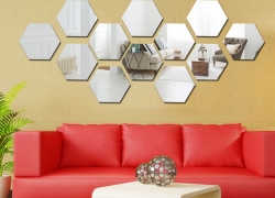 12 Stück Wandspiegel Hexagon Spiegel-Set Aufkleber ab 1,-€ inkl. Versand