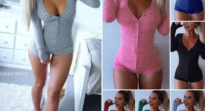 Sexy Damen Jumpsuit/Nachtwäsche mit V-Ausschnitt ab 1,85€ inkl. Versand