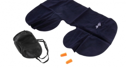 3-tlg. Reise-Set Nackenkissen + Schlafmaske + Ohrstöpsel für 1,50€ inkl. Versand