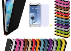 Samsung GalaxyS3 Flip PU-Leder Case + 1x Displayschutzfolie + 1x Poliertuch für 3,92€ inkl. Versand