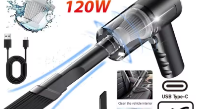 Pcmos Drahtloser Staubsauger – Dual-Use (Haus und Auto) – 120W Leistungsstarker Staubsauger Schwarz für 6,27€ inkl. Versand!
