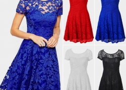 Elegantes Damen Spitzenkleid Minikleid Cocktailkleid ab 2,39€ inkl. Versand