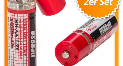 2x Wiederaufladbare USB-Batterie/Akku mit 1450 mAh Akku-Kapazität für 9,85€ inkl. Versand