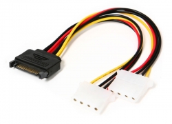 1 x Internes Strom-Adapterkabel 15 Pin SATA Stecker auf 4-Pin Dual-Molex-Buchse für 1,00 Euro inklusive Versand