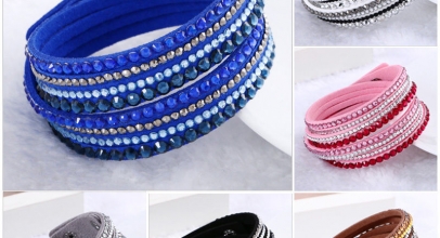 Fashion Punk Strass Wickelarmband für nur 1,10€ inkl. Versand