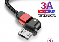 3A Schnelles 180° Micro USB Typ C Ladekabel – iPhone, Samsung Galaxy, Huawei und andere ab 1,29€ inkl. Versand!