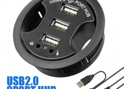 Tisch-Kabeldose mit 3x USB-Hub + Audioanschluss für 6,89€ inkl. Versand