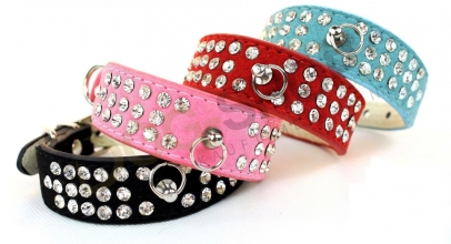 Strass Hundehalsband im Wildleder-Look + LED Anhänger ab 4,97€ inkl. Versand