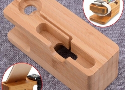 2-in-1 Bambus Ladestation für Apple Watch und iPhone für 8,54€ inkl. Versand