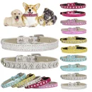 Hunde/Welpen/Katzen PU-Leder Halsband mit einer Reihe Strass-Steinen ab 2,87€ inkl. Versand!