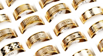 12x Herren Edelstahl Fingerringe mit Inlay (golden) für 2,81€ inkl. Versand